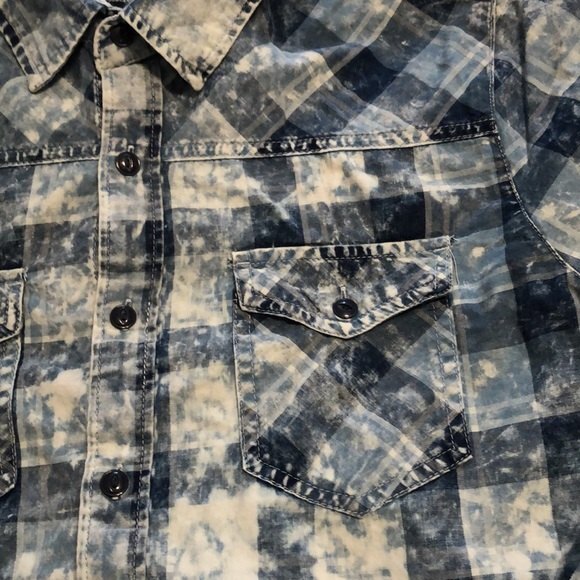 Lazer button up bleach checkered style size medium mens - Picture 2 of 5
